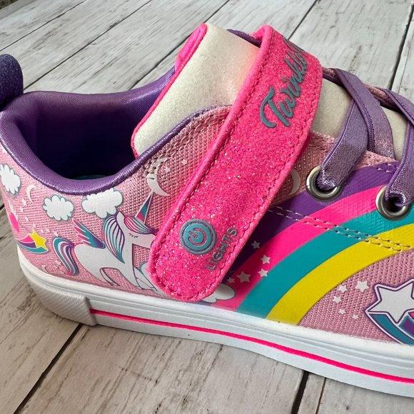 Skechers Twinkle Toes Unicorn Charmed Girls Size 3 Light Up Sneakers NEW - Picture 11 of 12